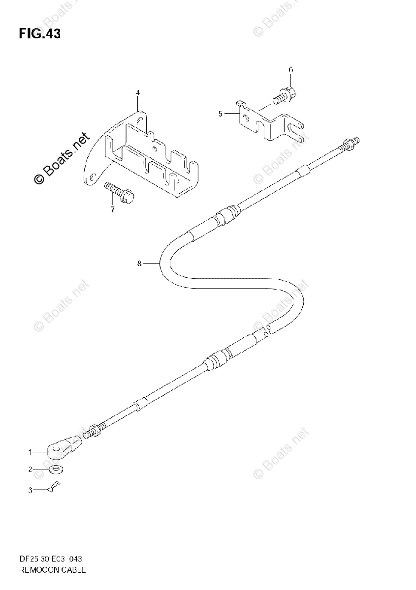 Suzuki Outboard 2000 OEM Parts Diagram for REMOCON CABLE Suzuki Outboard 2000 OEM Parts Diagram for REMOCON CABLE