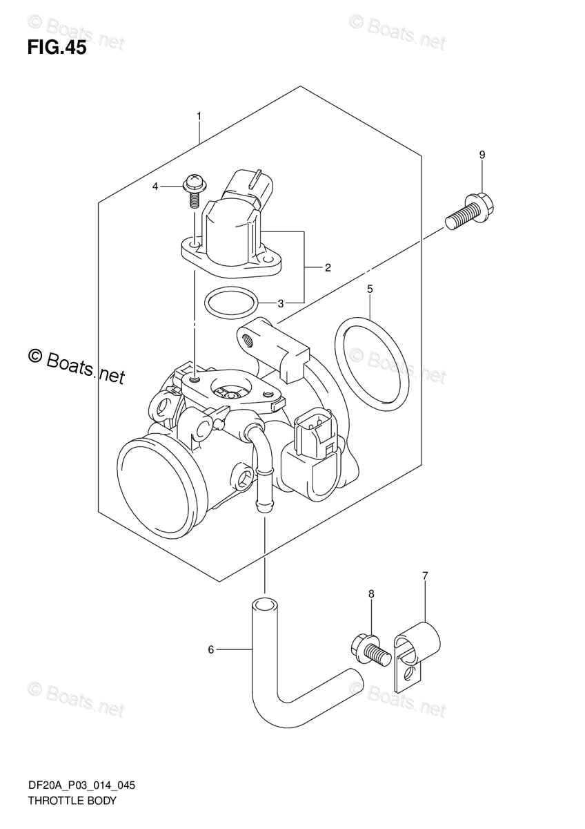 Suzuki Outboard 2014 OEM Parts Diagram for THROTTLE BODY (DF20A P03