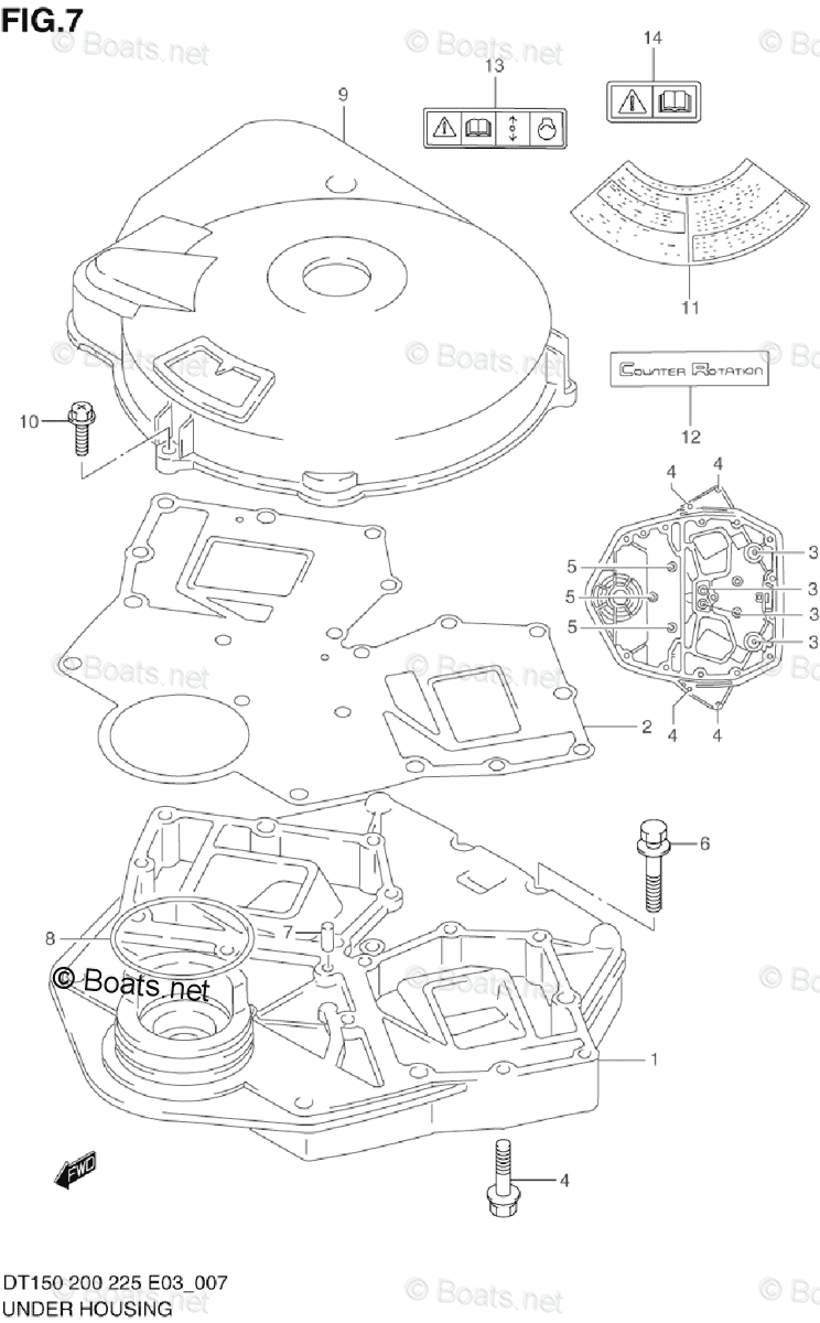 Suzuki Outboard Parts by Year 2000 OEM Parts Diagram for Under Housing