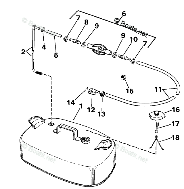 Evinrude Rigging Parts & Accessories 1989 Oem Parts Diagram For Fuel 