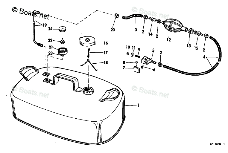 Evinrude Outboard 1968 OEM Parts Diagram for Fuel Tank Group | Boats.net