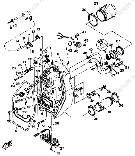 Yamaha Sterndrive 7.4L 454 CID V8 1992 OEM Parts Diagram for Gimbal ...