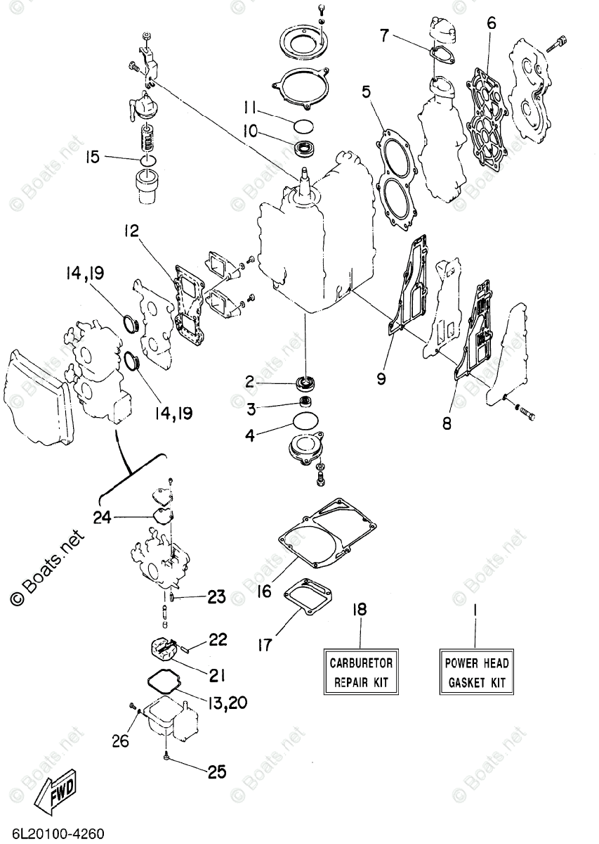 Yamaha Outboard Parts by Year 2000 OEM Parts Diagram for Repair Kit 1