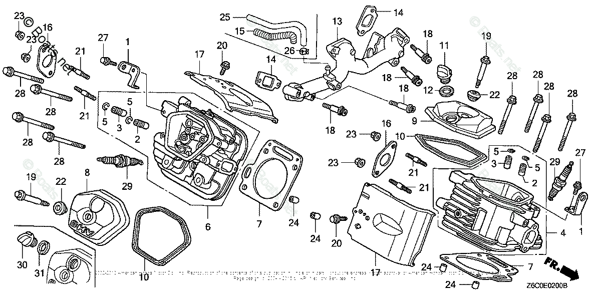 Honda Small Engine Parts GX620 OEM Parts Diagram for CYLINDER HEAD