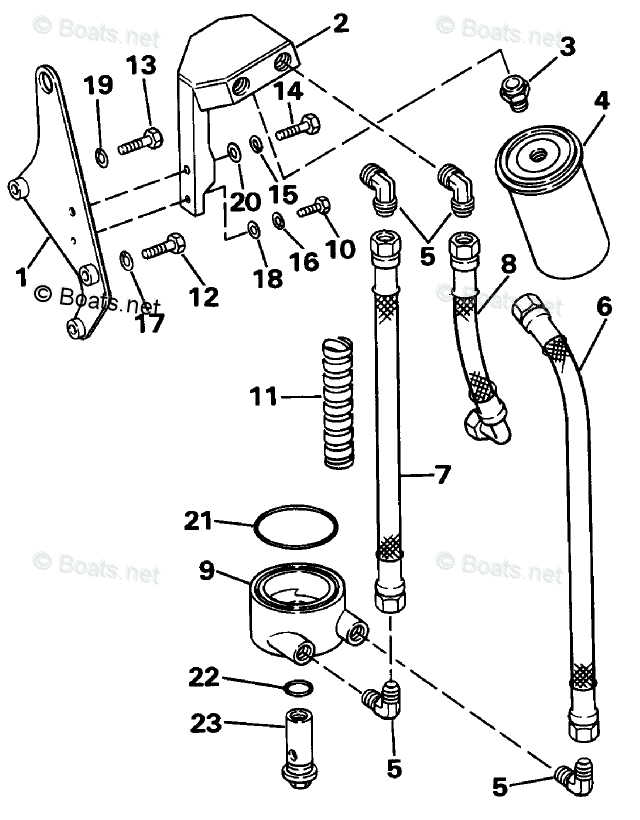 OMC Sterndrive 7.40L 454 CID V8 OEM Parts Diagram for Remote Oil Filter