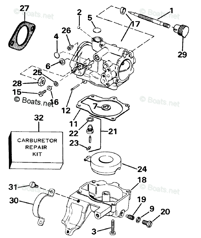 Johnson Outboard Parts by Year 1989 OEM Parts Diagram for CARBURETOR