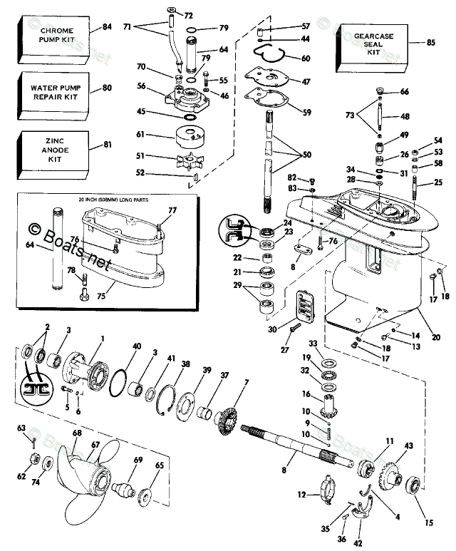 Evinrude Outboard 1989 OEM Parts Diagram for Gearcase | Boats.net