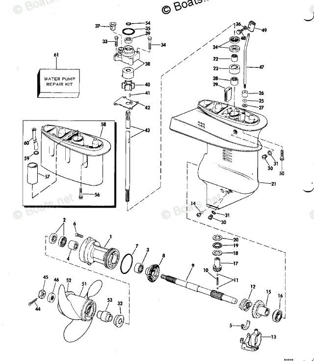 Johnson Outboard 9.9HP OEM Parts Diagram for Gearcase | Boats.net