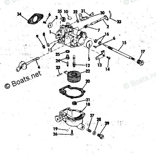 Johnson Outboard 6HP OEM Parts Diagram for CARBURETOR