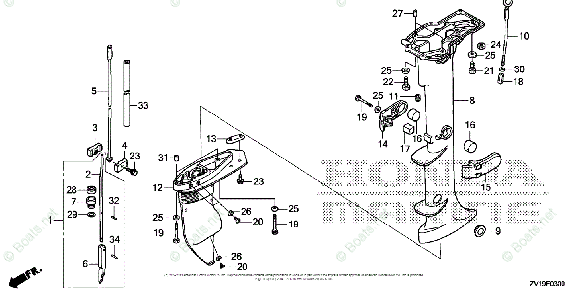 Honda Outboard 2007 And Later OEM Parts Diagram for Extension Case ...