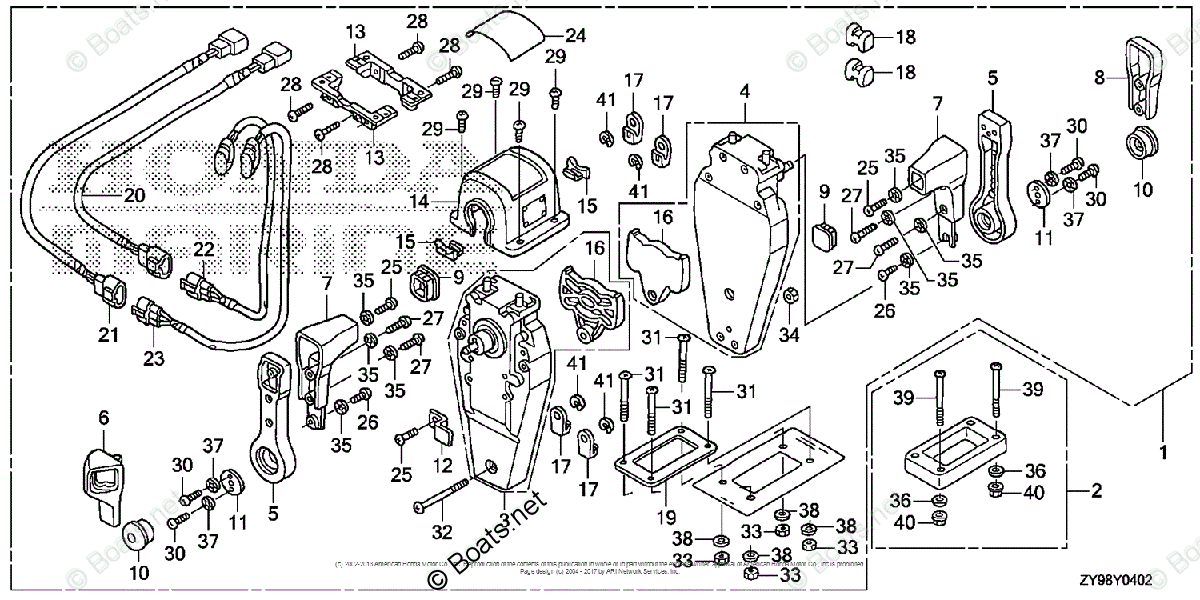 Honda Outboard 100HP OEM Parts Diagram for Remote Control (Top Mount