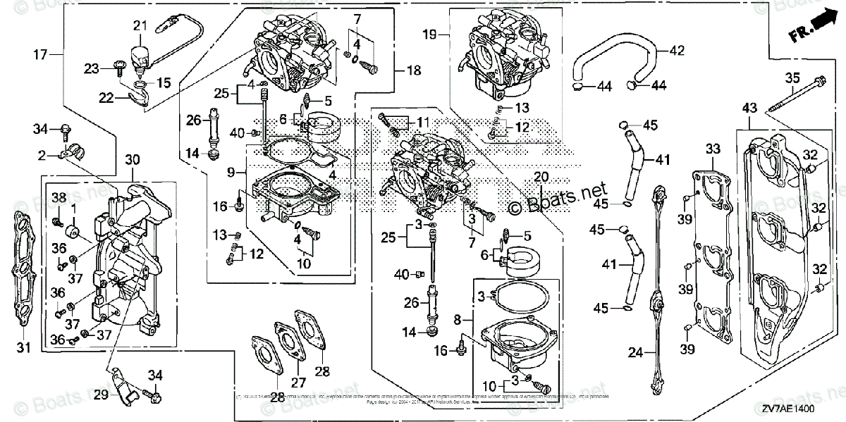 Honda Outboard 2007 And Later OEM Parts Diagram for Carburetor Assy