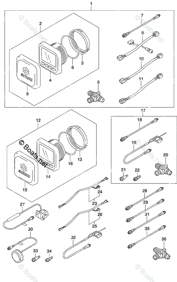 Suzuki Outboard 2020 OEM Parts Diagram for OPTMULTI FUNCTION GAUGE (2