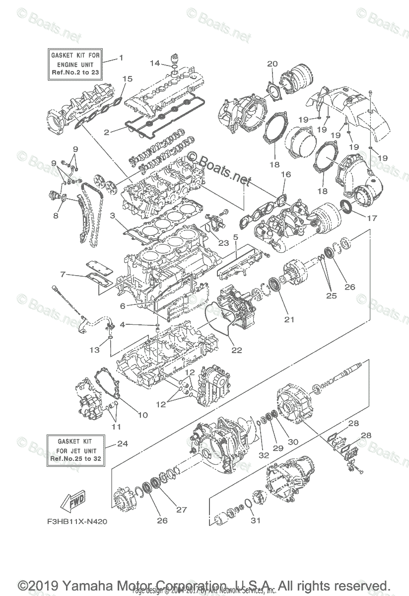 Yamaha Boats 2017 OEM Parts Diagram for Repair Kit 1 | Boats.net