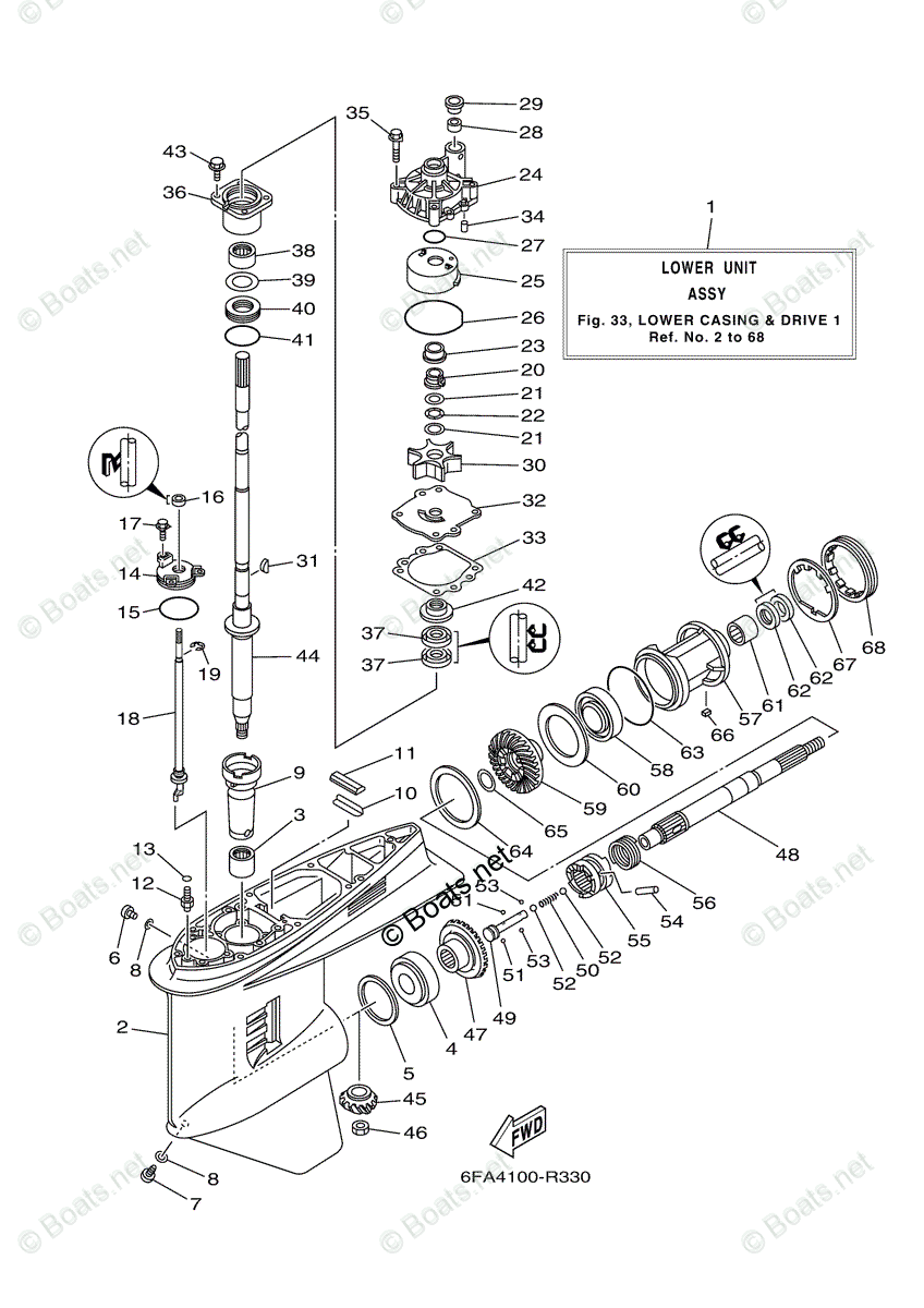 Yamaha Outboard 2021 OEM Parts Diagram for Lower Casing Drive 1