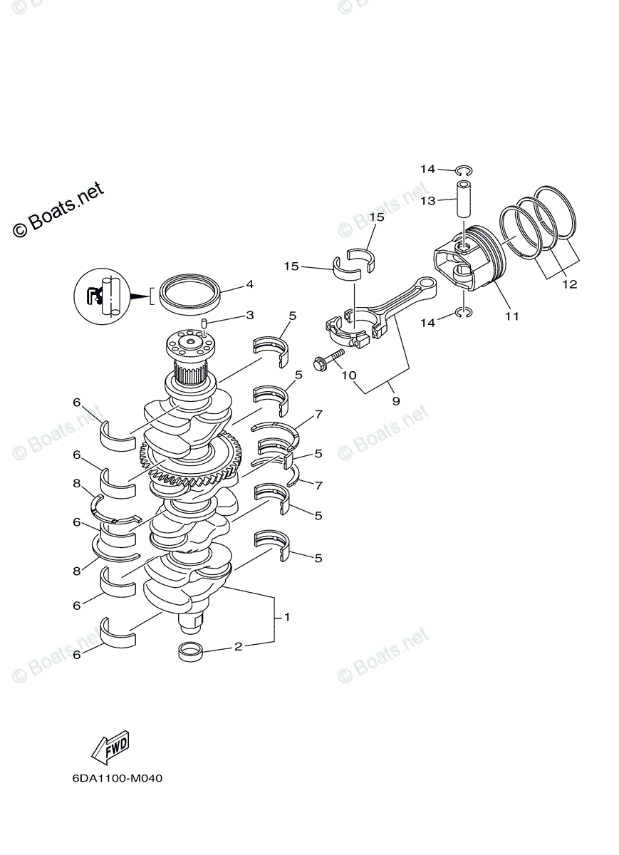 Yamaha Outboard 2014 OEM Parts Diagram for Crankshaft Piston | Boats.net