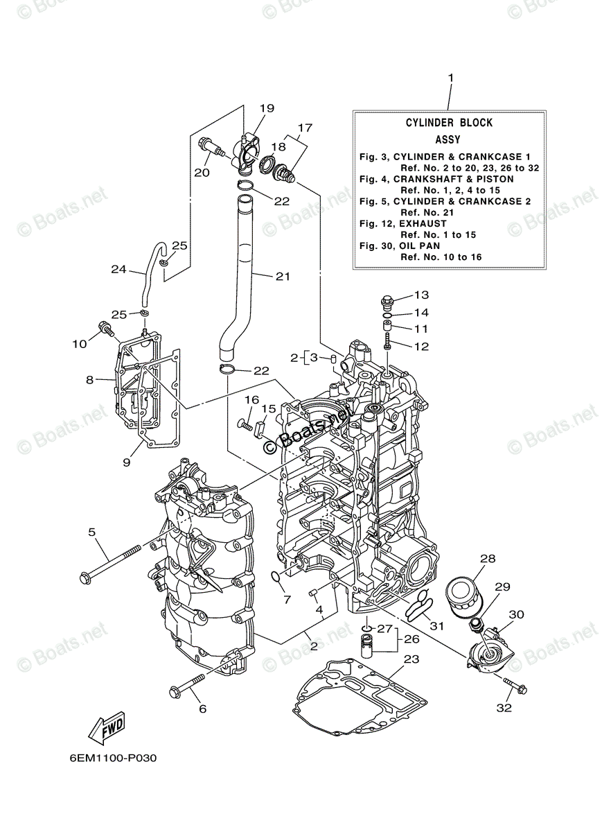 Yamaha Outboard 2015 OEM Parts Diagram for Cylinder Crankcase 1 | Boats.net