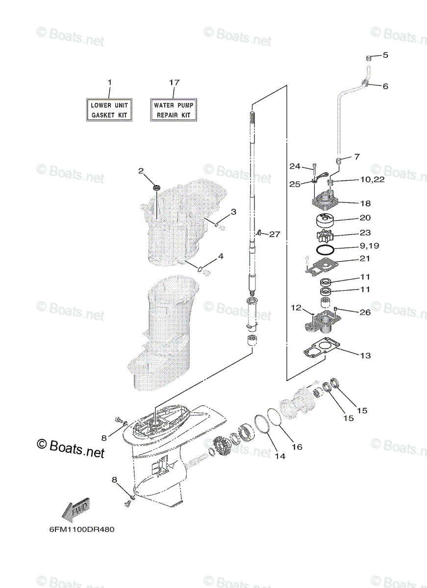 Yamaha Outboard 2023 OEM Parts Diagram for Repair Kit 2