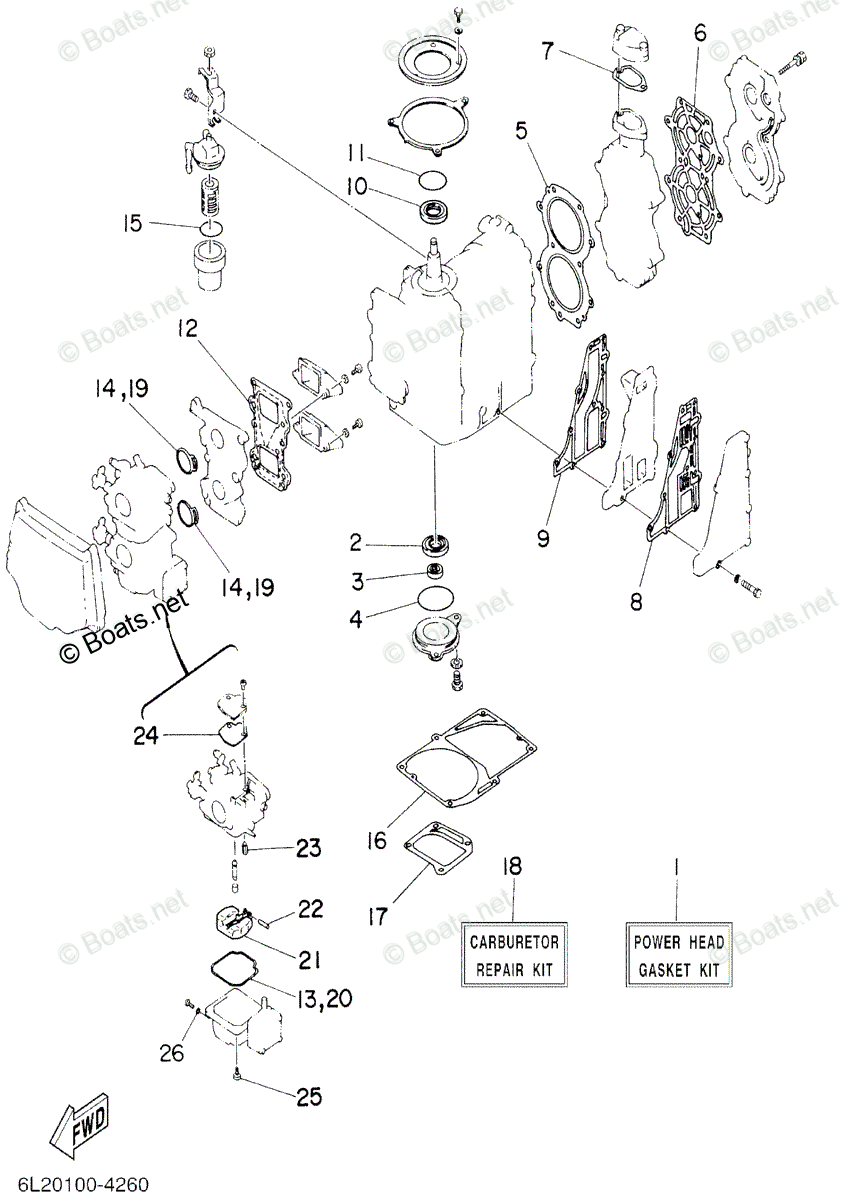 Yamaha Outboard 2002 OEM Parts Diagram for Repair Kit 1 Yamaha Outboard 2002 OEM Parts Diagram for Repair Kit 1