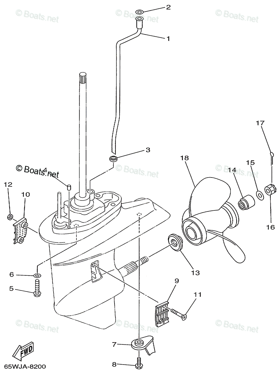 Yamaha Outboard 1999 OEM Parts Diagram for Lower Casing