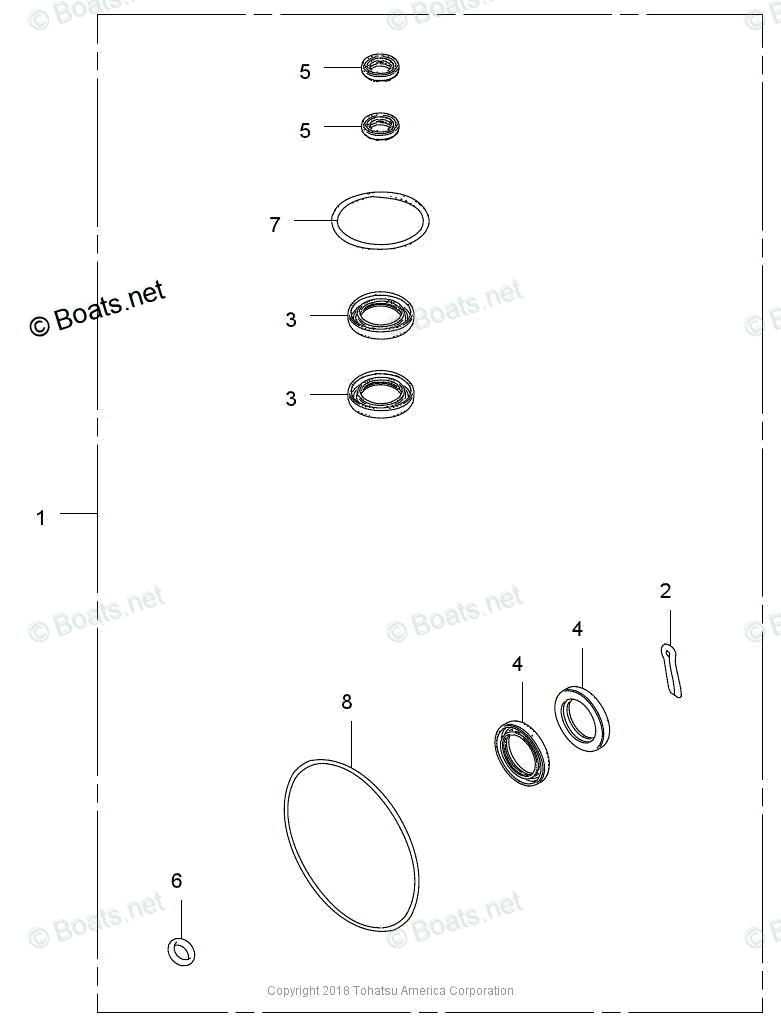 Tohatsu Outboard 2018 OEM Parts Diagram for GEAR CASE KIT