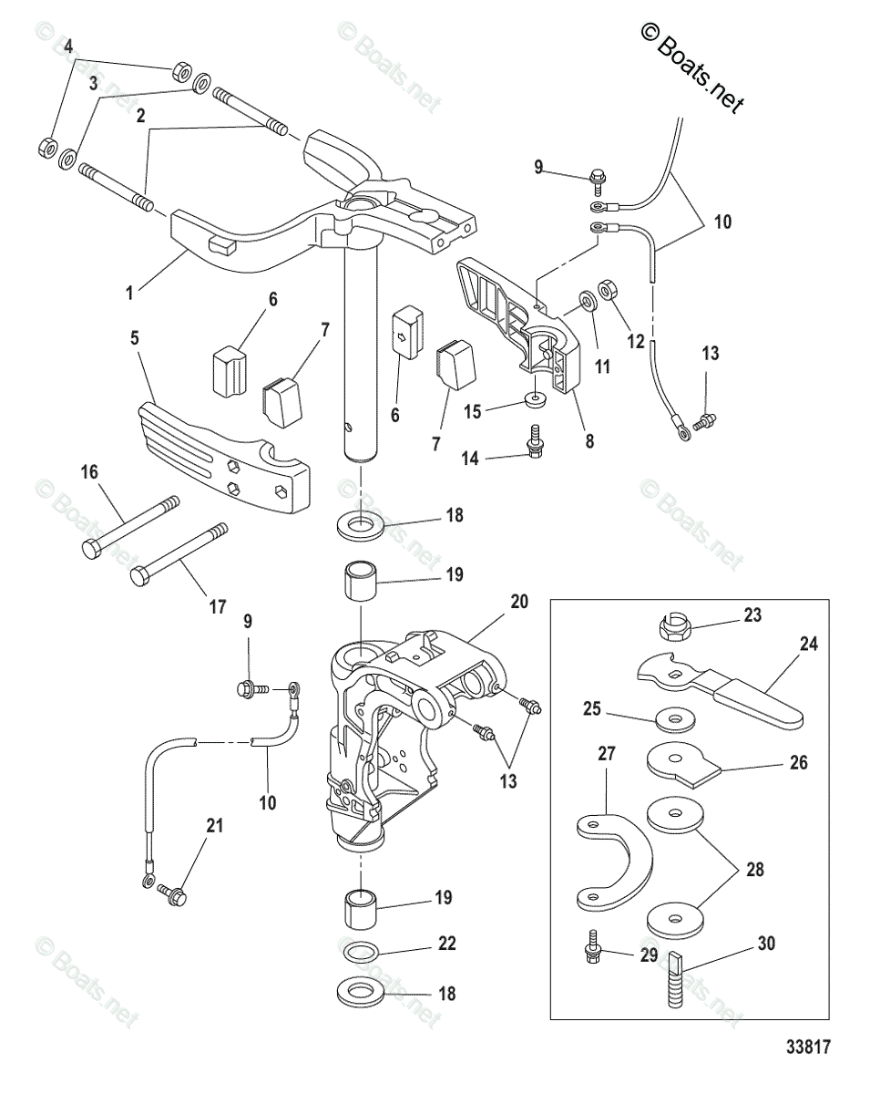 Mercury Outboard 20HP OEM Parts Diagram for Steering Arm/Swivel Bracket ...