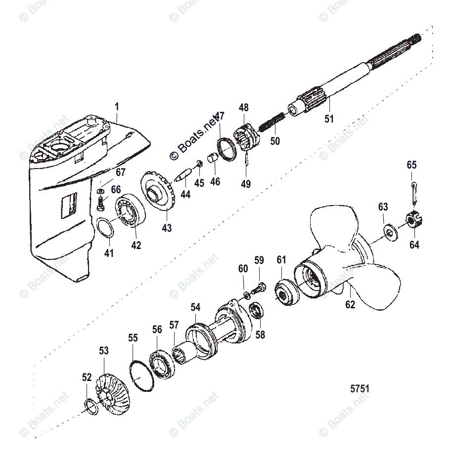 Mercury Outboard 25HP OEM Parts Diagram for Gear Housing (Propeller ...