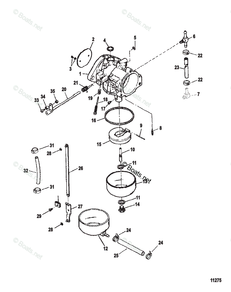 Mercury Sportjet Jet Drive 120HP OEM Parts Diagram for CARBURETOR (TC ...