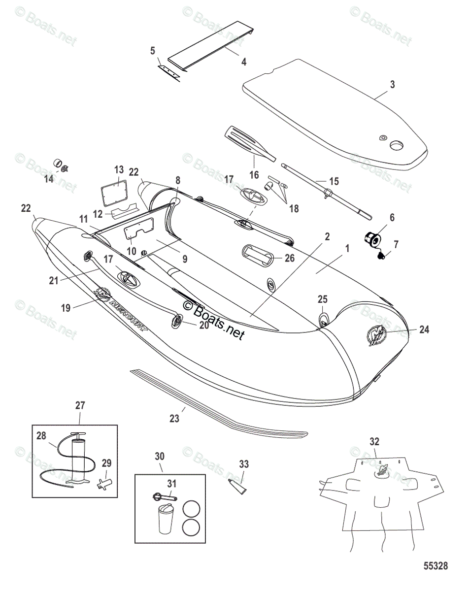 Mercury Inflatable Boats 2015 OEM Parts Diagram for Dinghy Models(200 /
