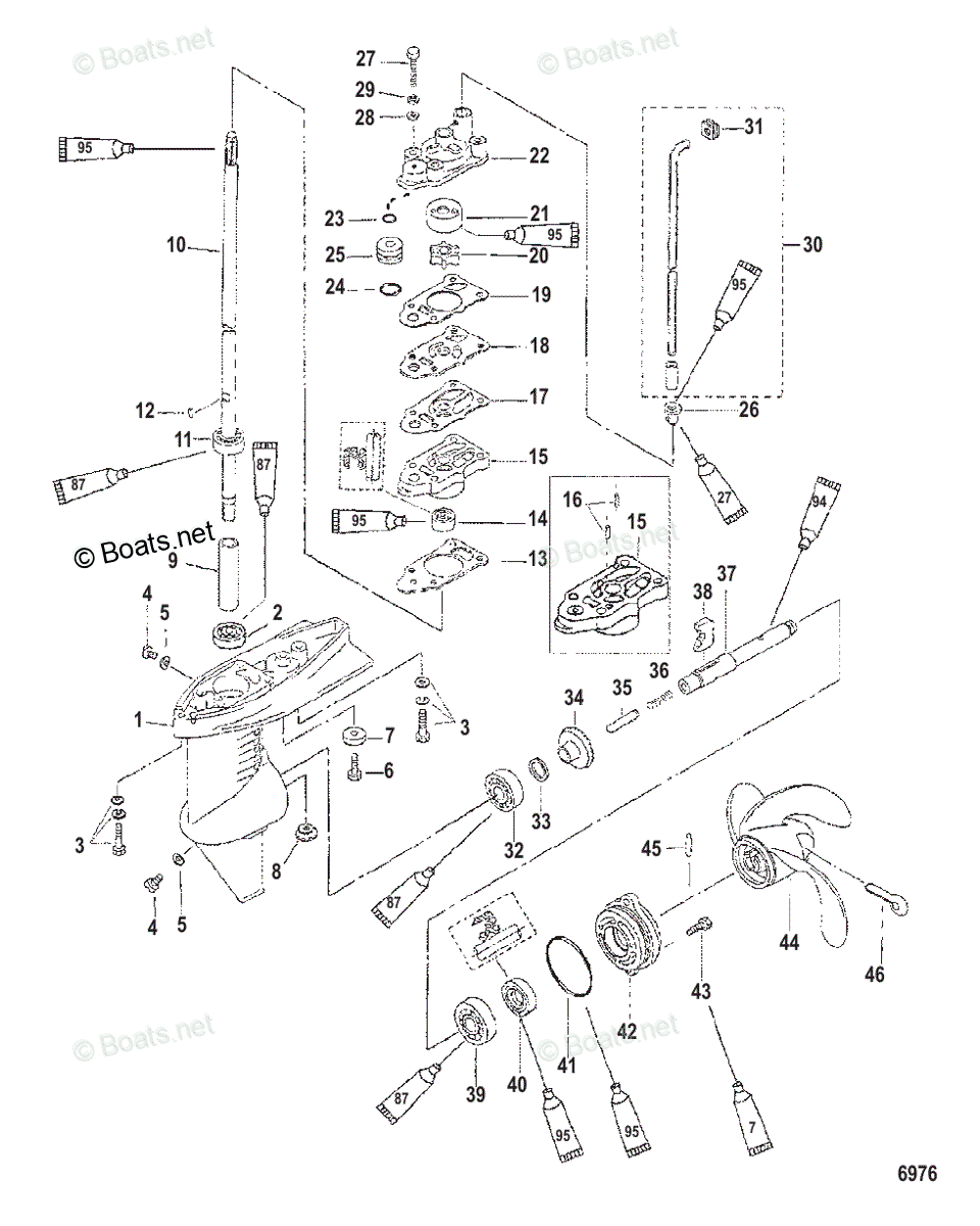 Mercury Outboard 2.5HP OEM Parts Diagram for Gear Housing Assembly, 3.3 ...