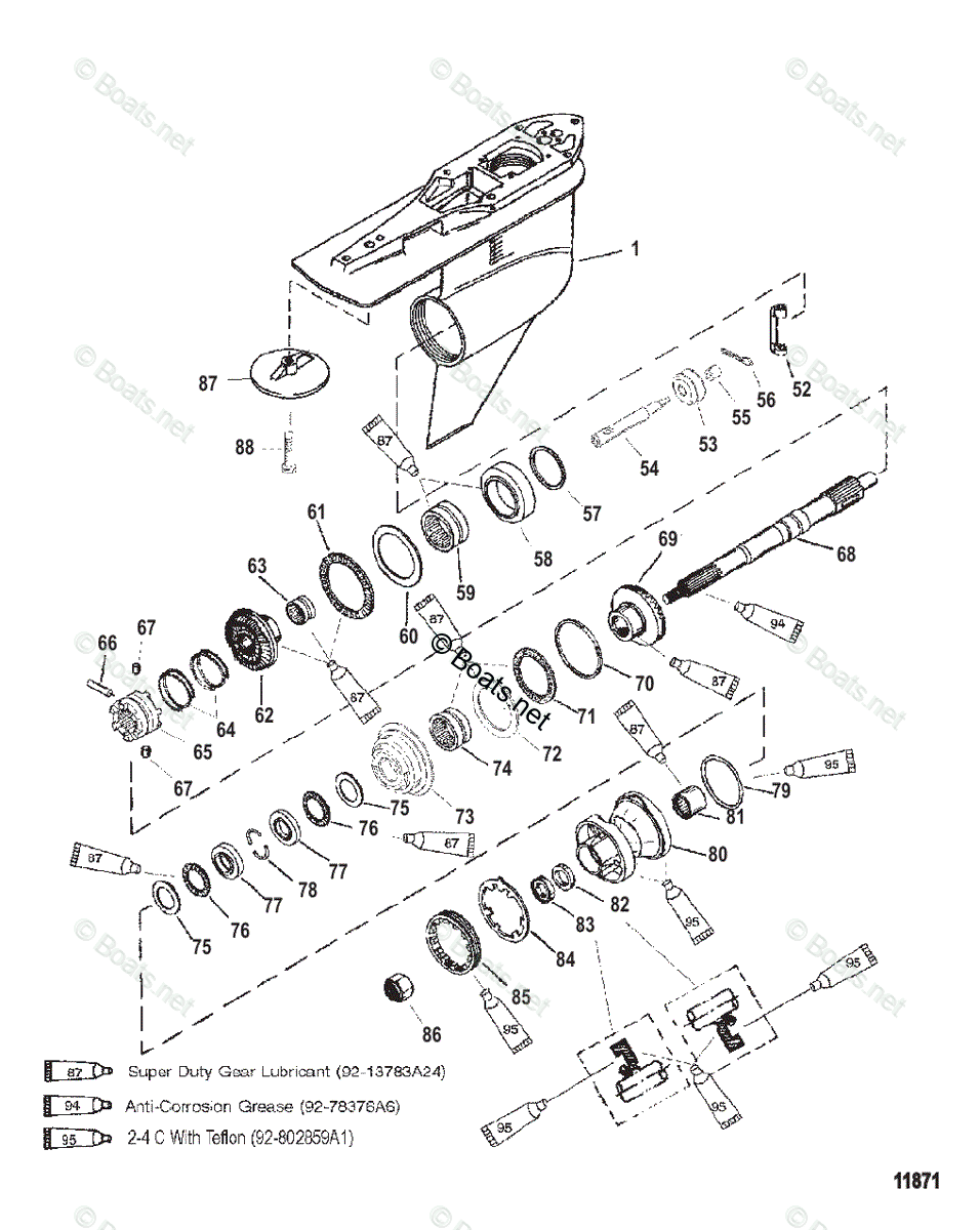 Mercury Outboard 300HP OEM Parts Diagram For Gear Housing, Propeller ...