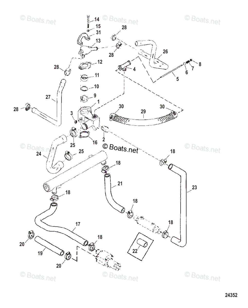 Mercruiser Sterndrive Gas Engines OEM Parts Diagram for Thermostat