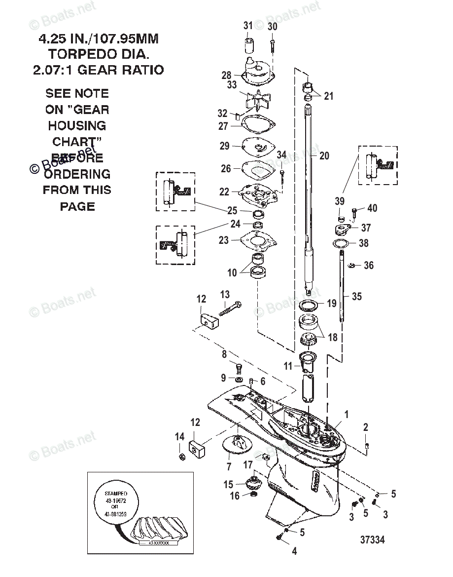 Mercury Outboard 115HP OEM Parts Diagram for GEAR HOUSING(DRIVESHAFT)(6 ...