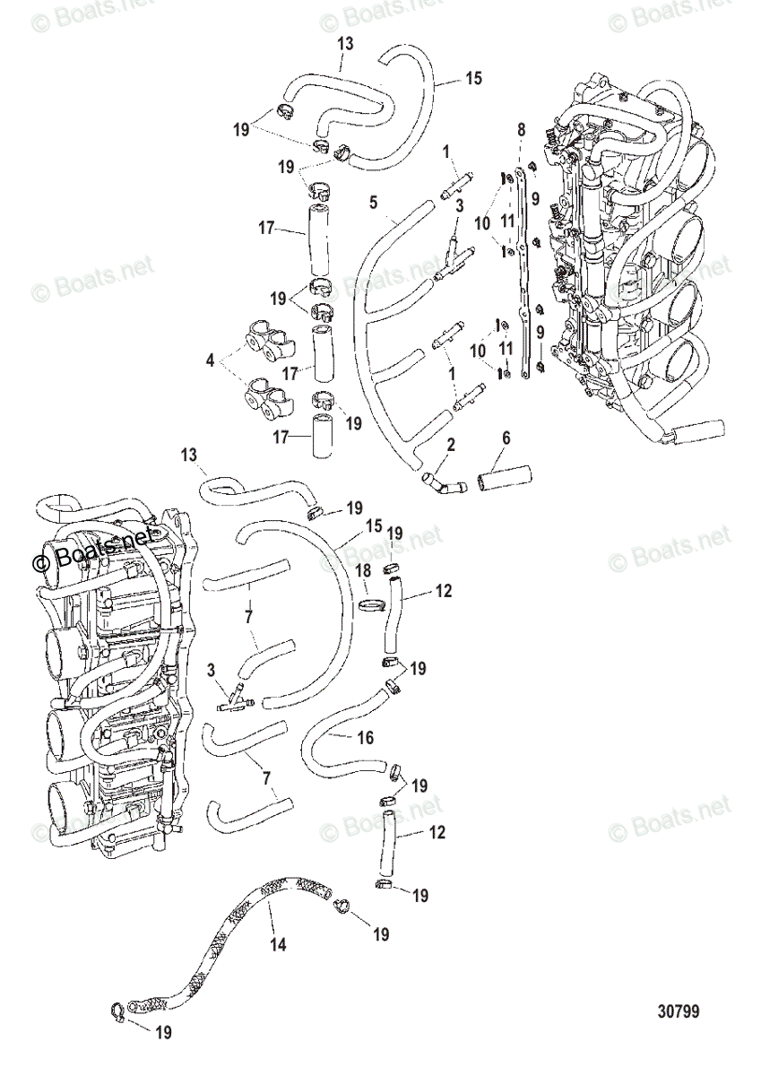 Mercury Outboard 60HP OEM Parts Diagram for Fuel Lines | Boats.net