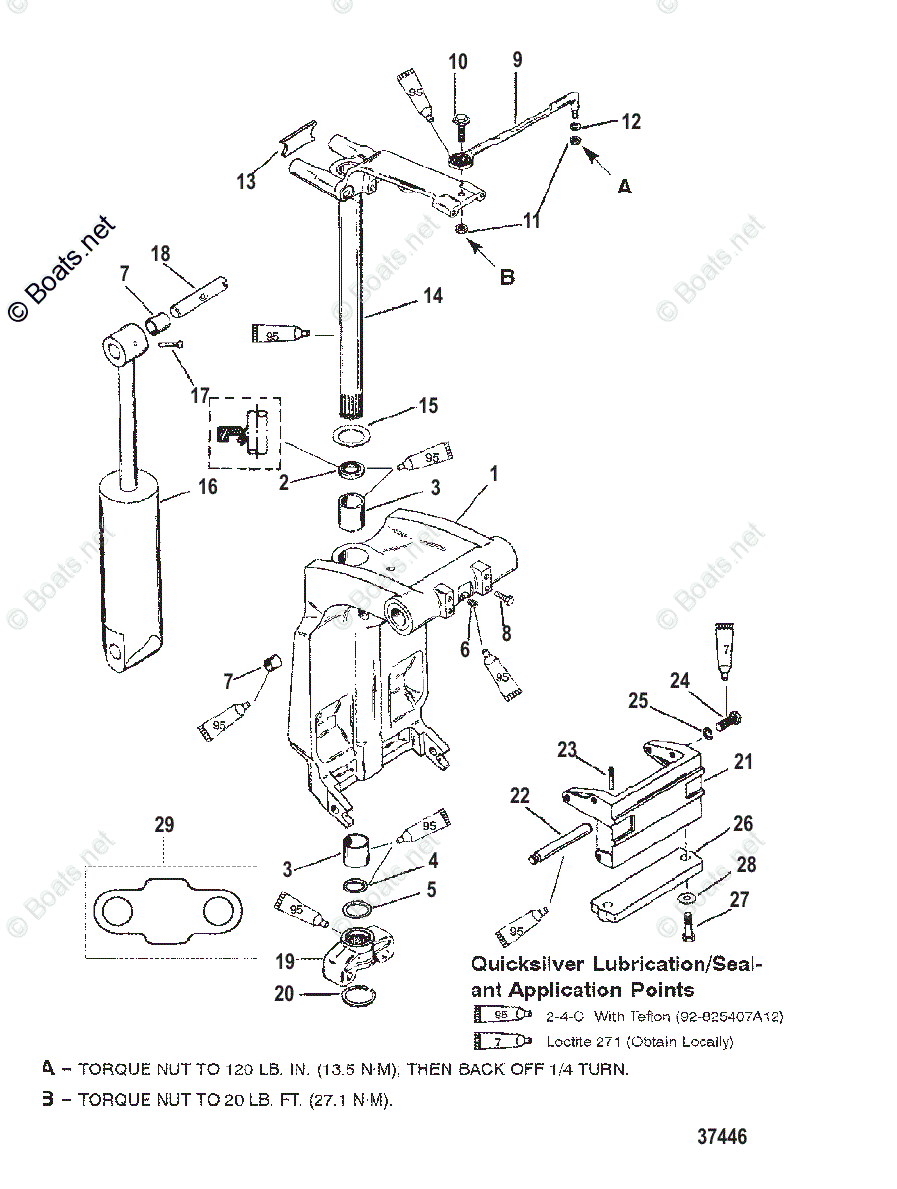 Mercury Outboard 75HP OEM Parts Diagram for Swivel Bracket and Steering ...