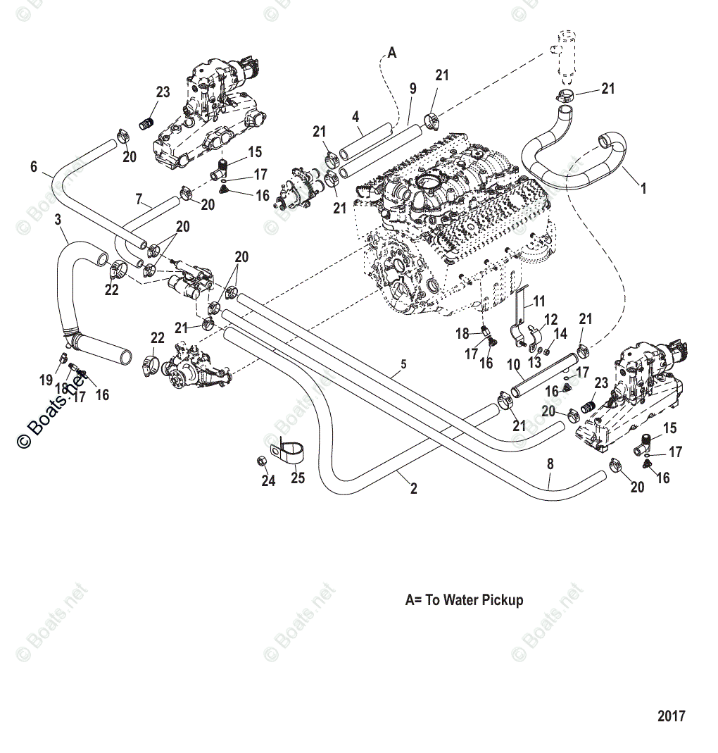Mercruiser Inboard Gas Engines OEM Parts Diagram For Standard Cooling ...