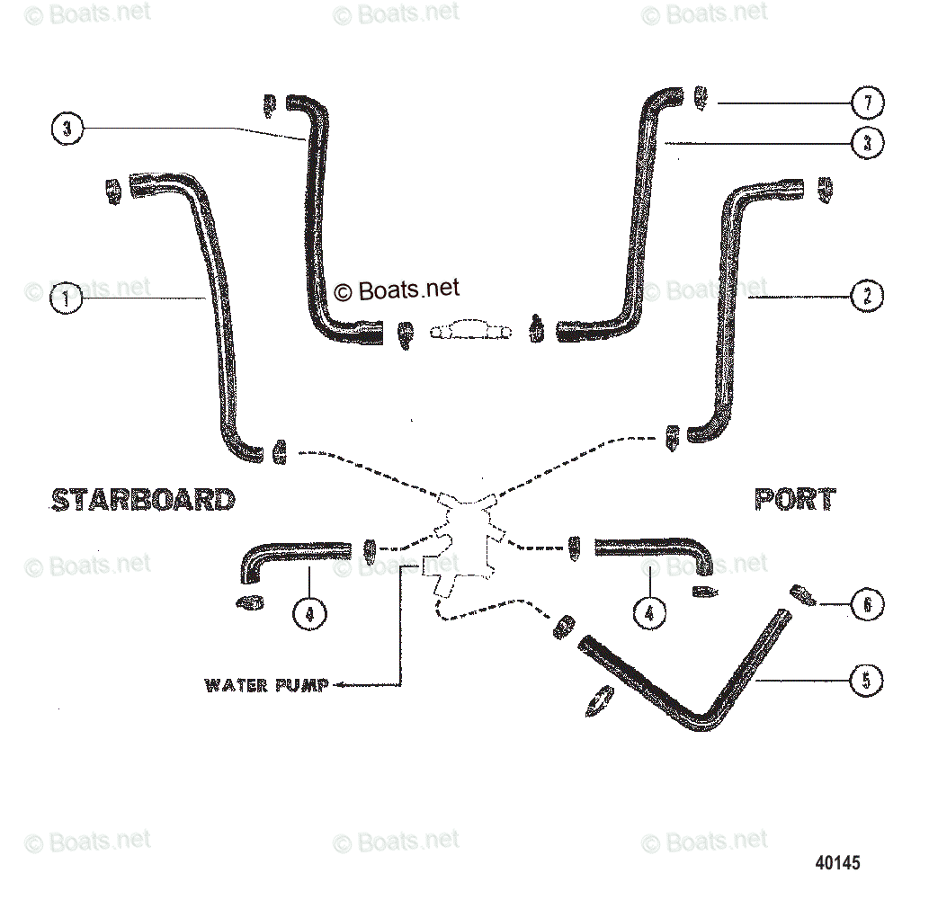 Mercruiser Sterndrive Gas Engines OEM Parts Diagram for WATER