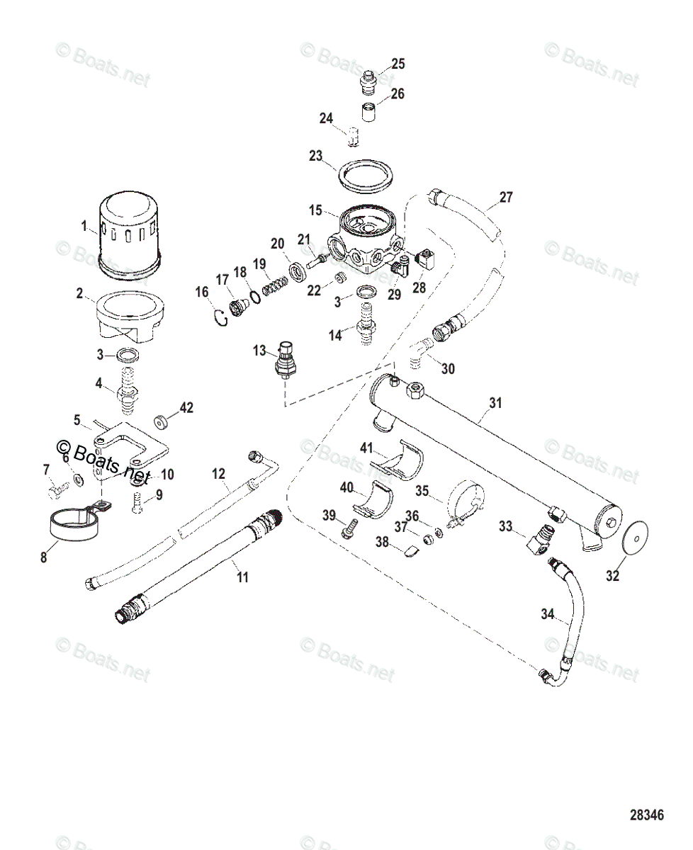 Mercruiser Sterndrive Gas Engines OEM Parts Diagram for Oil Cooler And