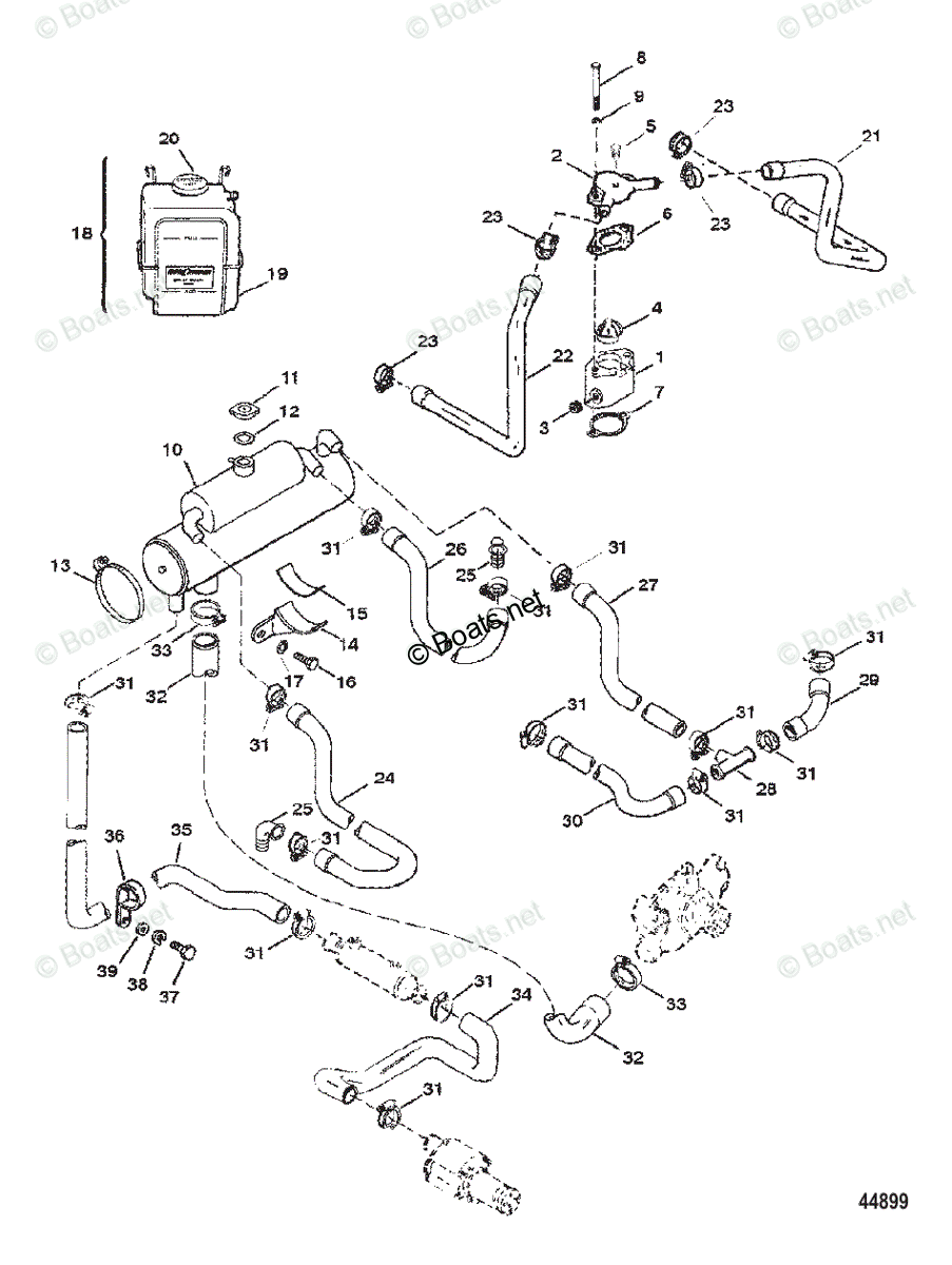 Mercruiser Inboard Gas Engines OEM Parts Diagram for CLOSED COOLING