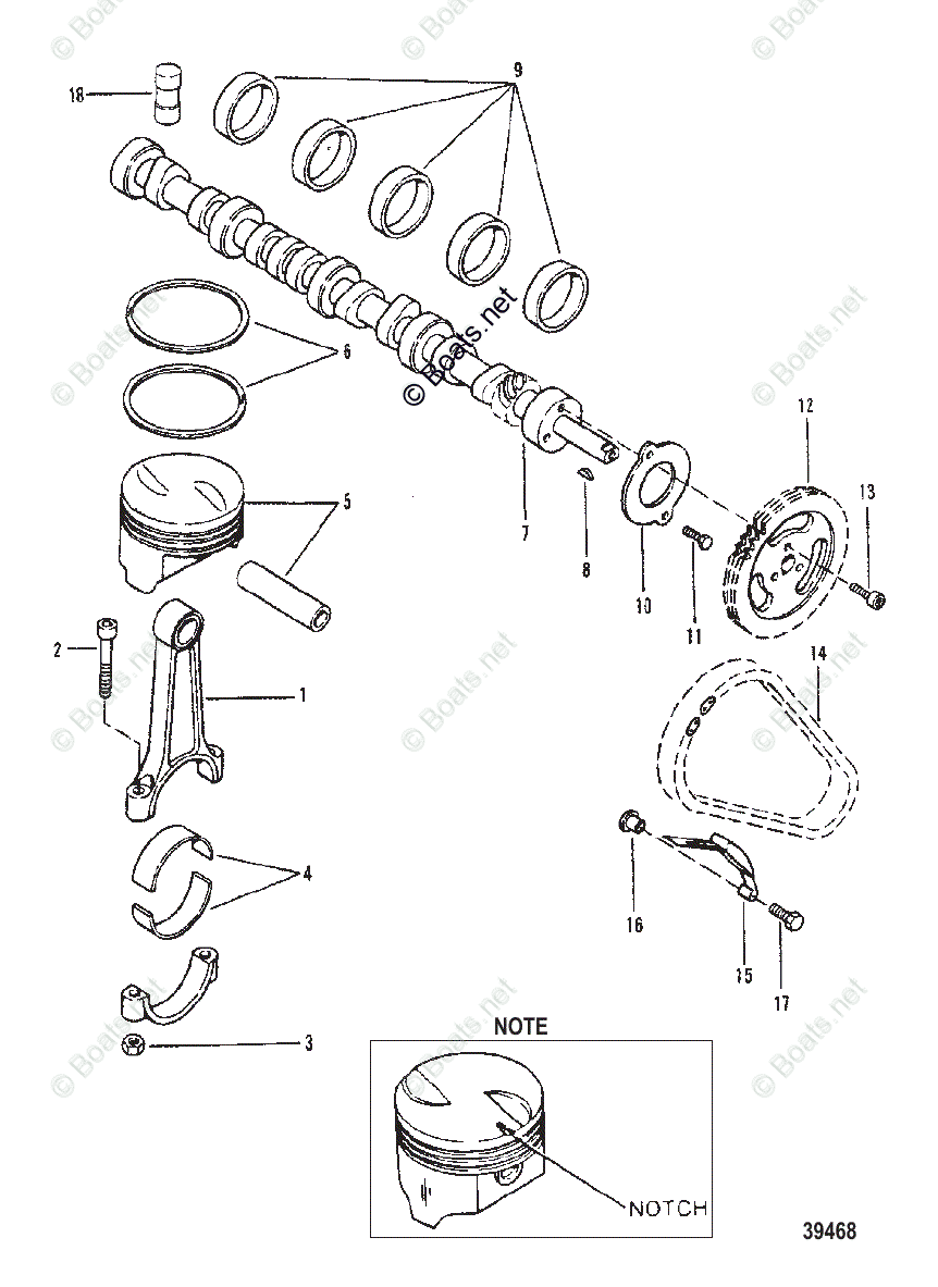 Mercruiser Sterndrive Gas Engines OEM Parts Diagram For CAMSHAFT AND ...