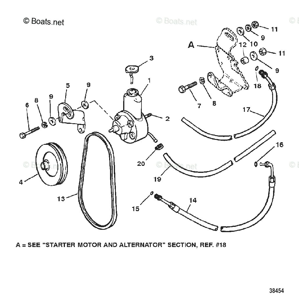 Mercruiser Sterndrive Gas Engines OEM Parts Diagram for Power Steering