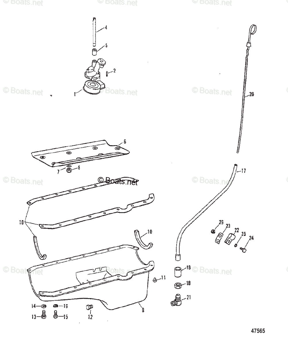 Mercruiser Inboard Gas Engines OEM Parts Diagram for Oil Pan And Oil