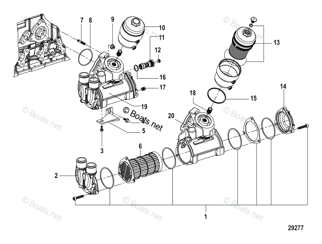 Mercruiser Sterndrive Diesel Engines OEM Parts Diagram for Oil Cooler