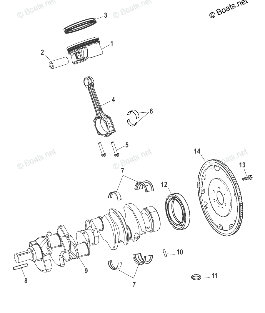 Mercruiser Inboard Gas Engines OEM Parts Diagram for Crankshaft ...