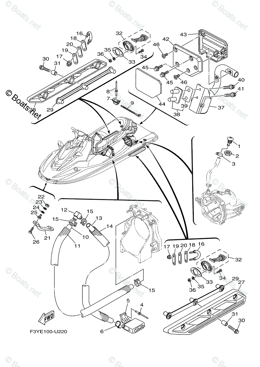 Yamaha Waverunner 2021 OEM Parts Diagram for Hull. Deck