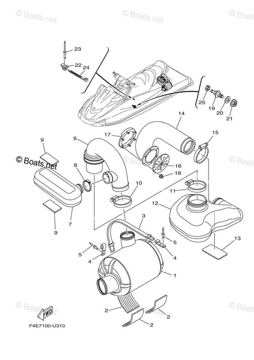 Yamaha Waverunner 2020 OEM Parts Diagram for Exhaust 3