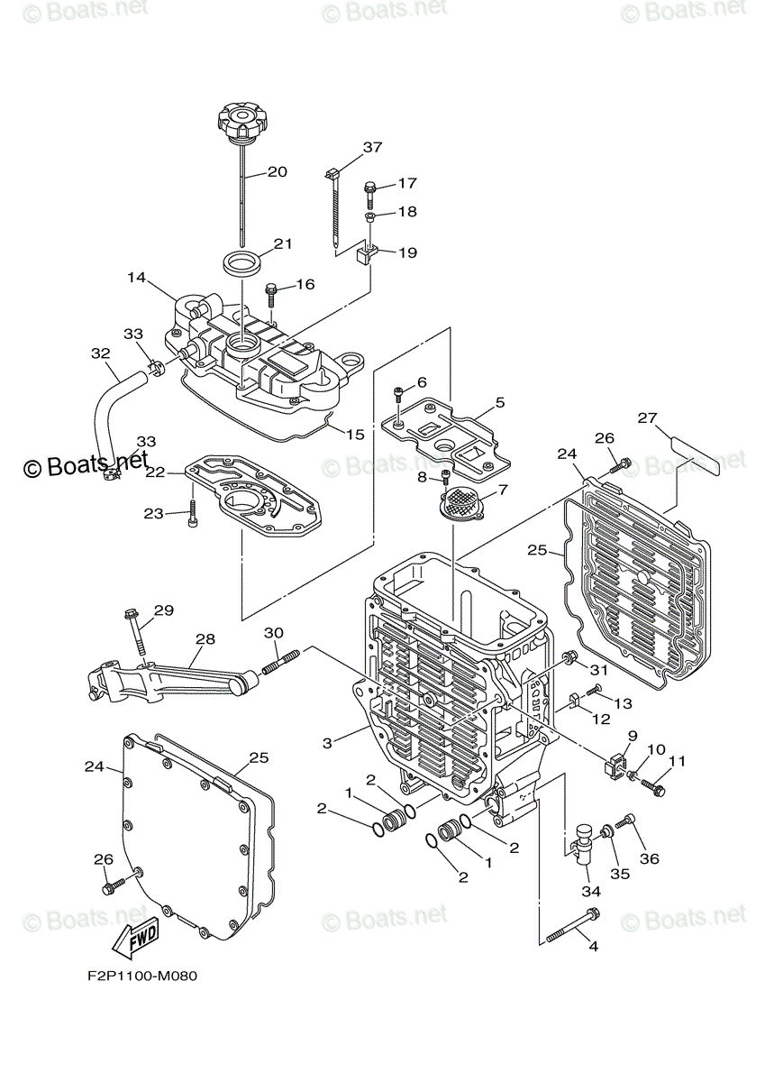 Yamaha Waverunner 2015 OEM Parts Diagram for Oil Cooler