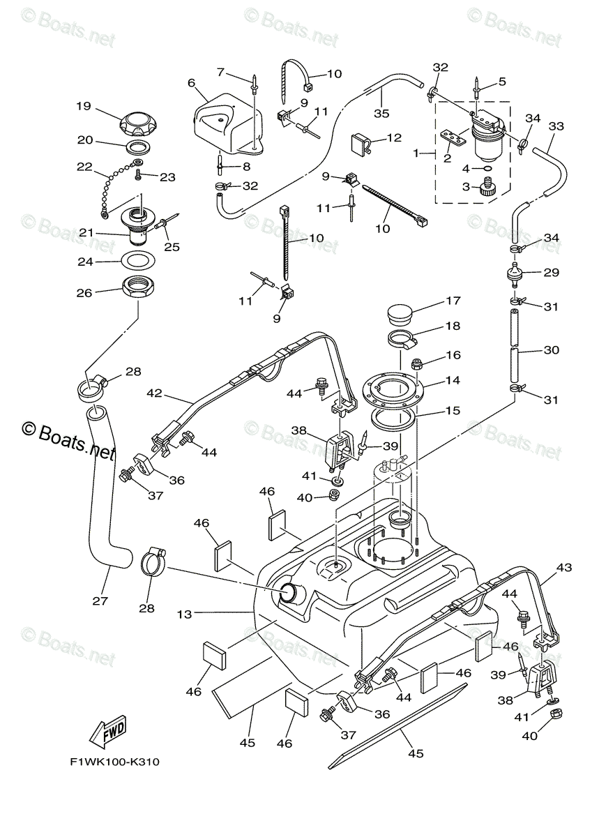 Yamaha Waverunner 2011 OEM Parts Diagram for FUEL TANK | Boats.net