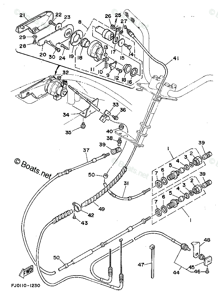 Yamaha Waverunner 1992 OEM Parts Diagram for CONTROL CABLE | Boats.net