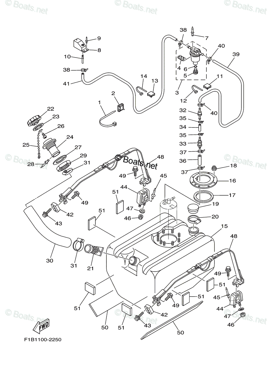 Yamaha Waverunner 2002 OEM Parts Diagram for FUEL TANK